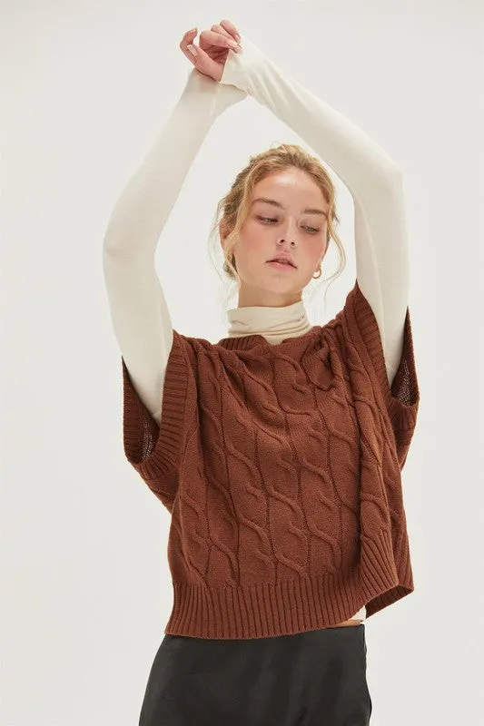 Oversized Cable Knit Sweater Vest