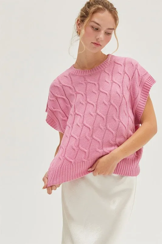 Oversized Cable Knit Sweater Vest
