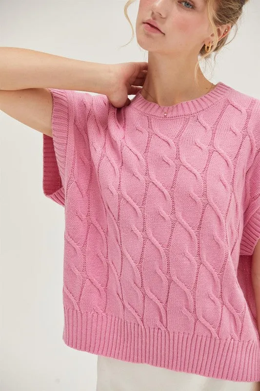 Oversized Cable Knit Sweater Vest