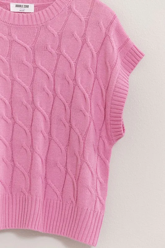 Oversized Cable Knit Sweater Vest