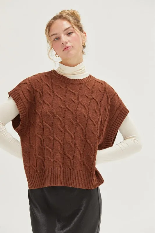 Oversized Cable Knit Sweater Vest