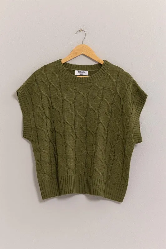 Oversized Cable Knit Sweater Vest