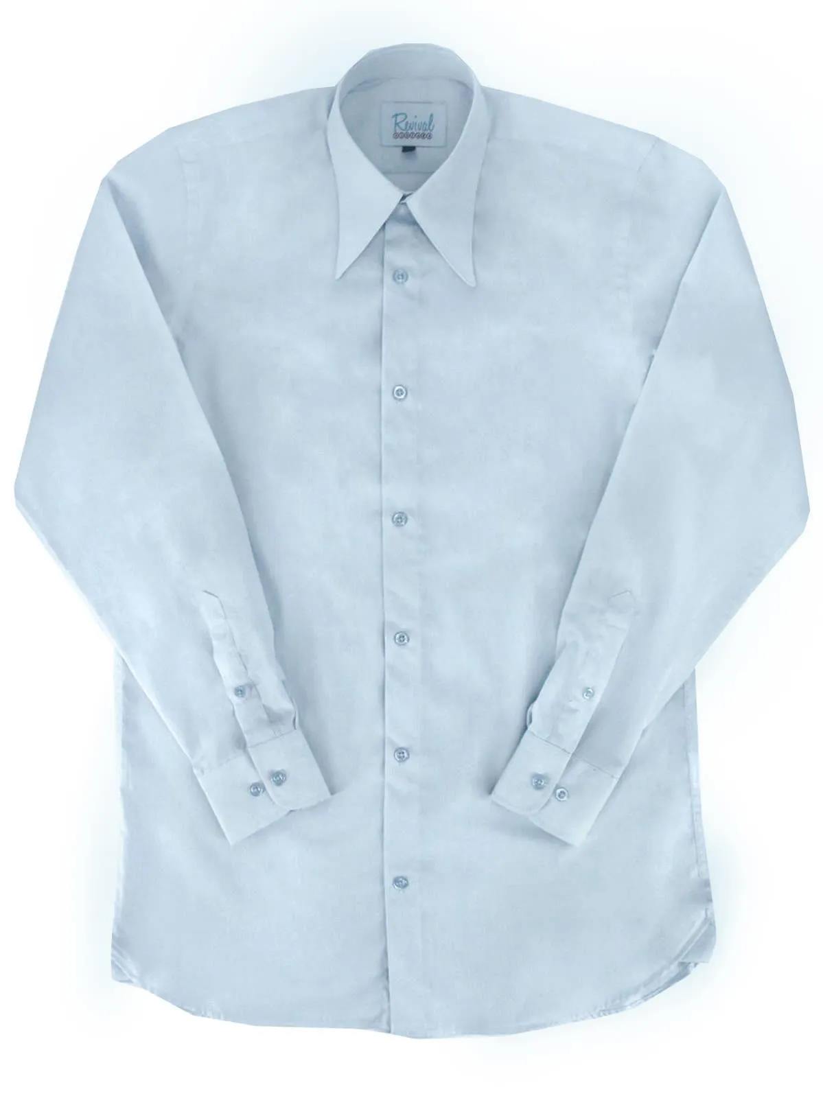 Pale Blue Forties Style Spearpoint Collar Shirt with Barrel Cuff
