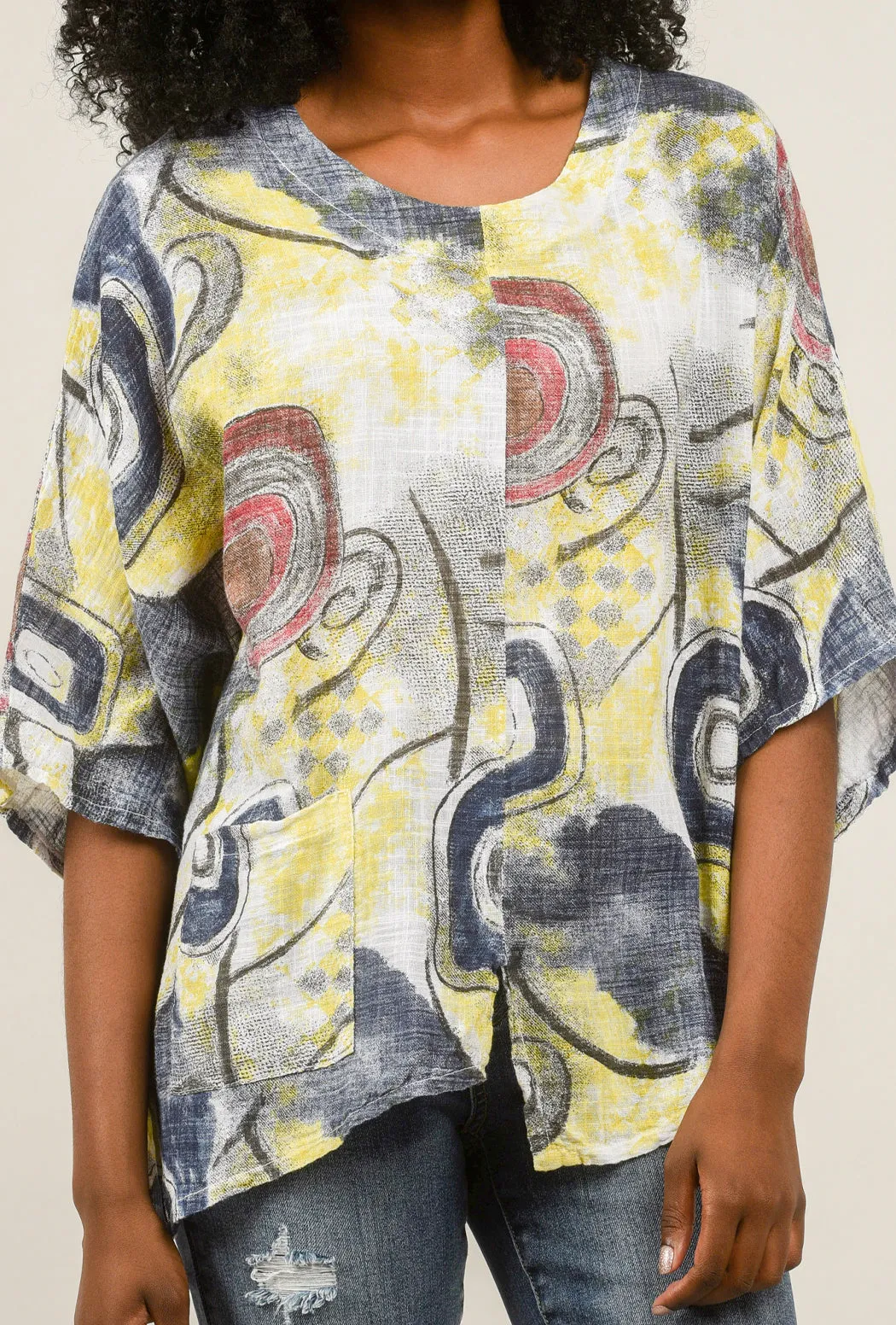 Patch Pocket Circle Top, Navy Mix