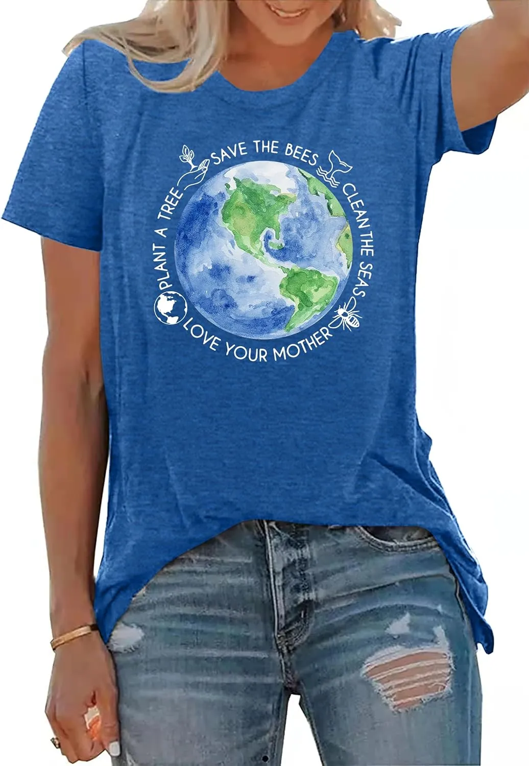 PECHAR Earth Day Shirts for Women : Protect The Environment T-Shirts Bees Graphic Short Sleeve Blouse Tops