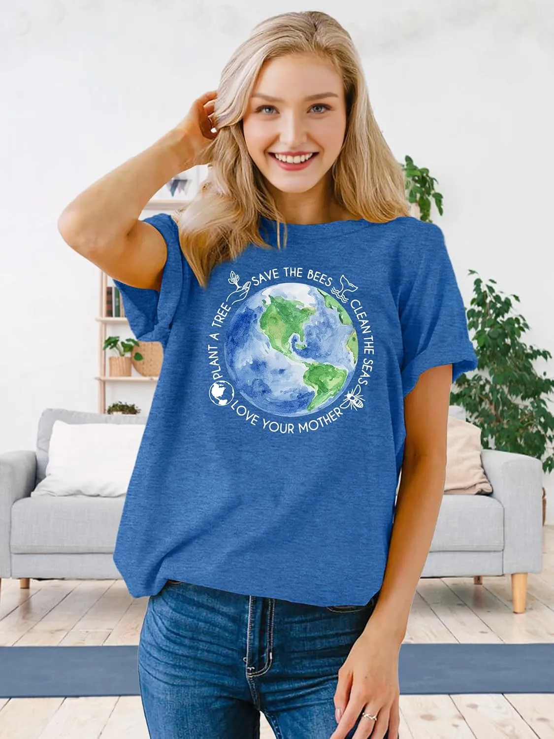 PECHAR Earth Day Shirts for Women : Protect The Environment T-Shirts Bees Graphic Short Sleeve Blouse Tops