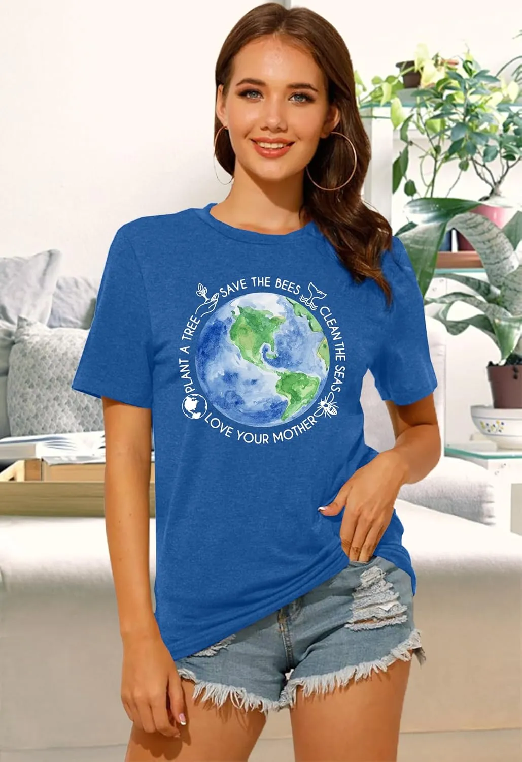 PECHAR Earth Day Shirts for Women : Protect The Environment T-Shirts Bees Graphic Short Sleeve Blouse Tops
