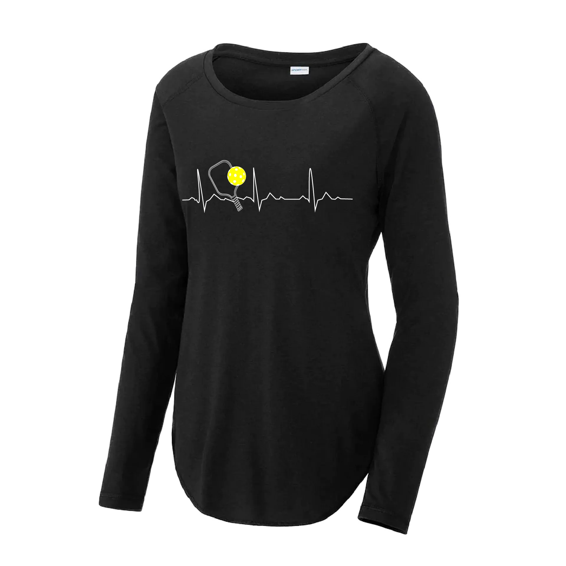 Pickleball Heartbeat EKG | Women's Long Sleeve Scoop Neck Pickleball Shirts | 75/13/12 poly/cotton/rayon