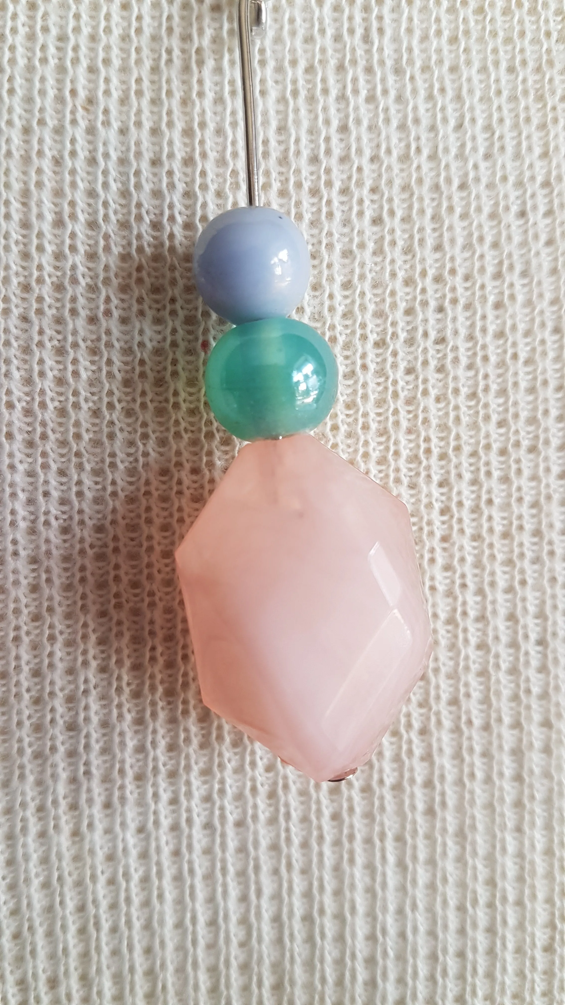 Pink And Blue Bead Earrings