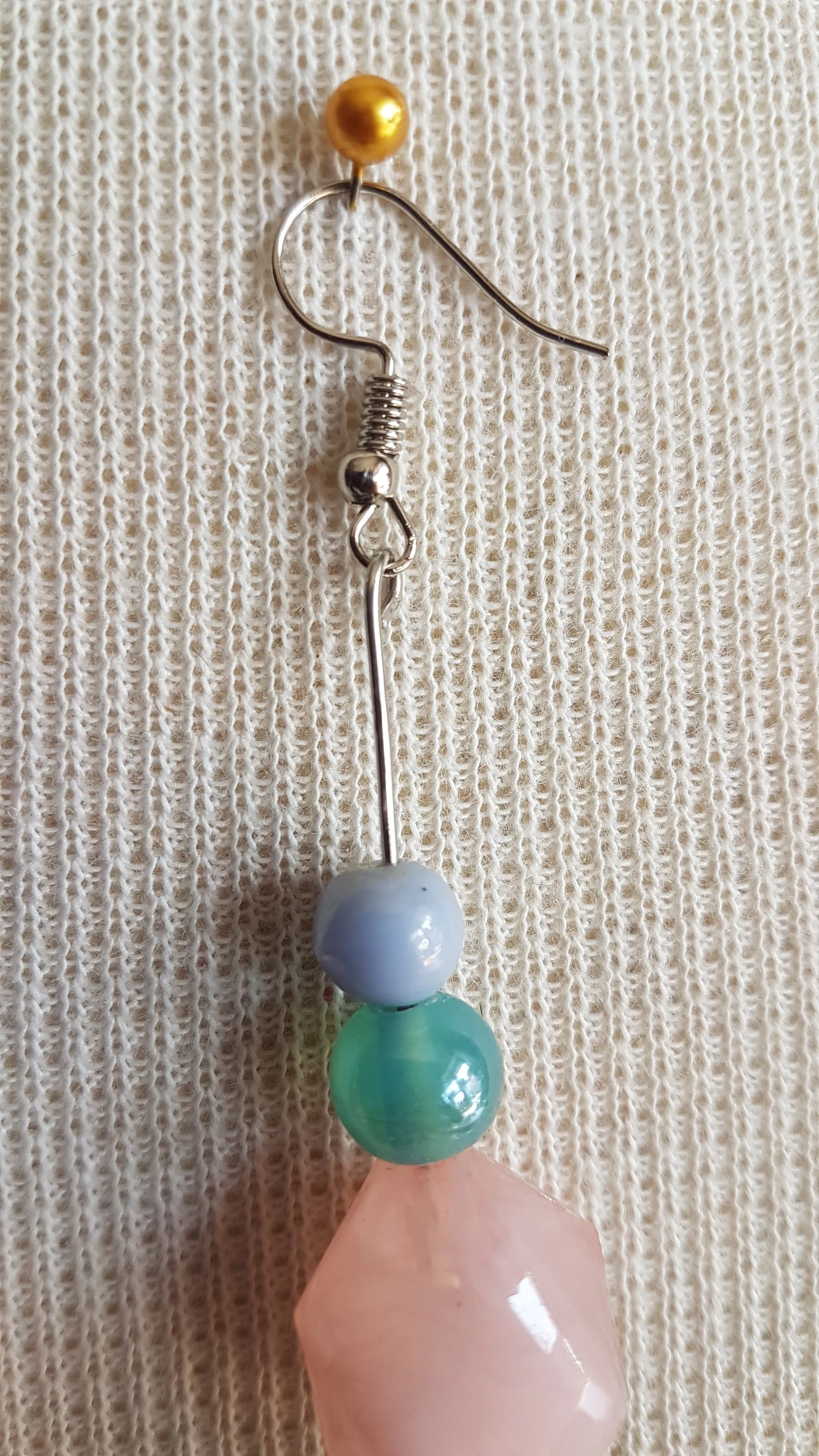 Pink And Blue Bead Earrings
