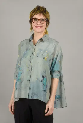 Pleat-Back Boxy Shirt, Blue