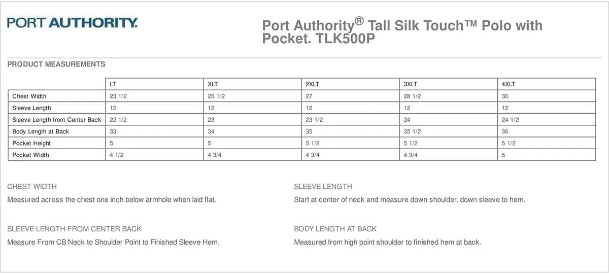 Port Authority Tall Silk Touch Polo with Pocket