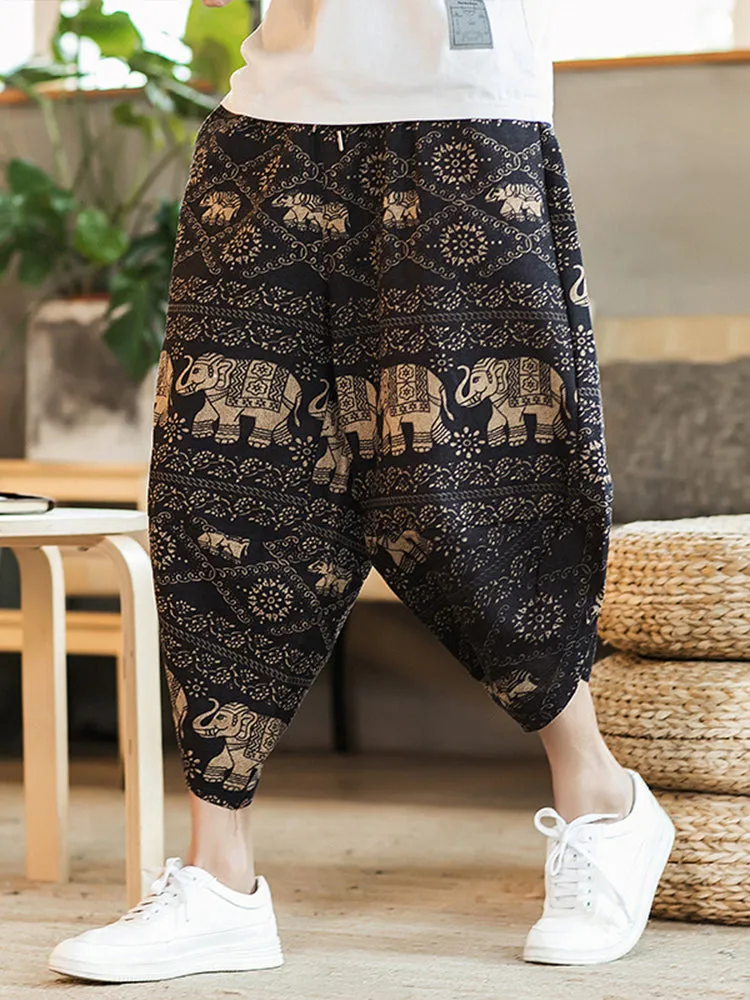 Printed Elephant Loose Pants for Men
