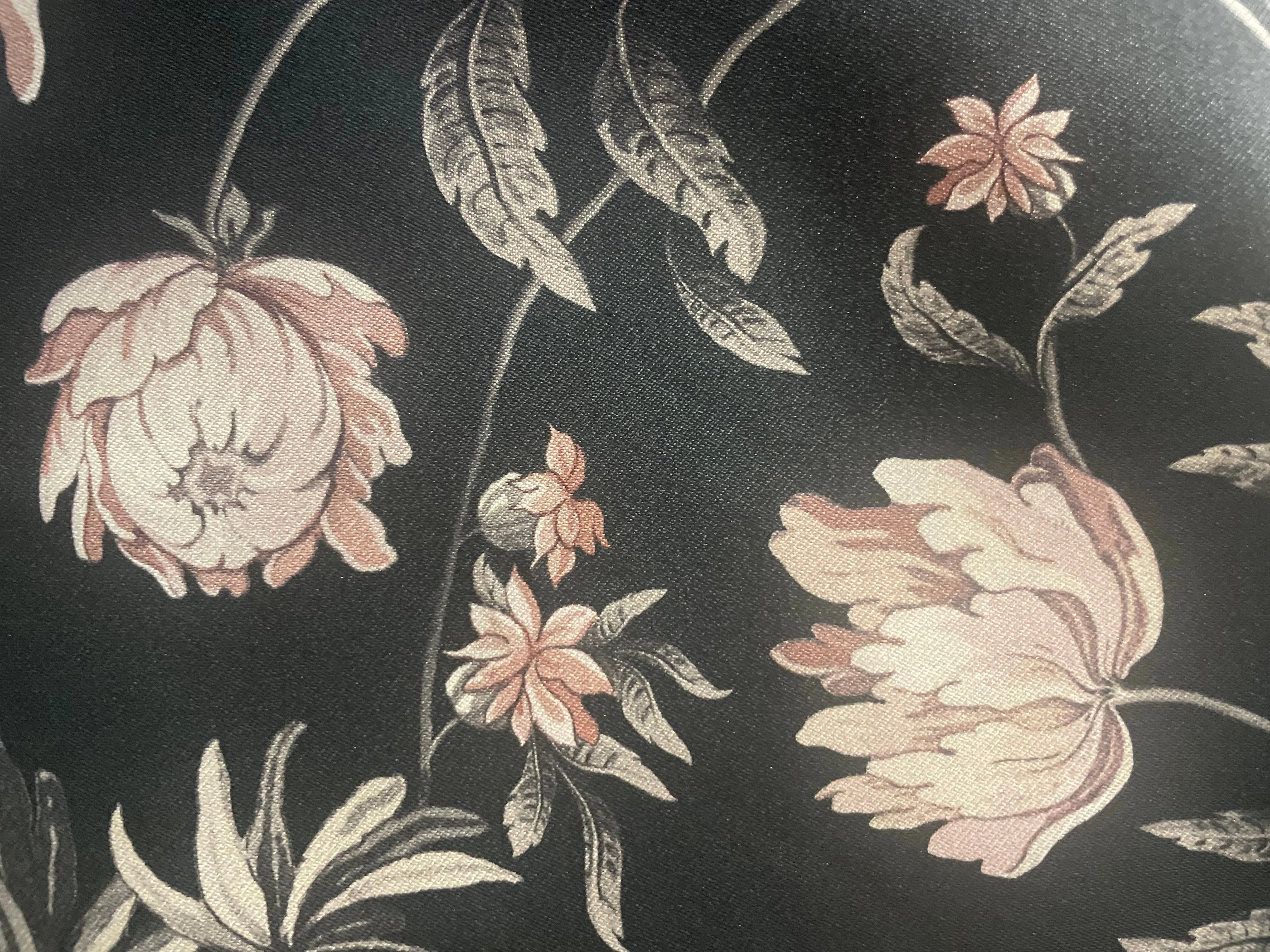 Printed Wide Italian Silk Mikado - Black & Mauve