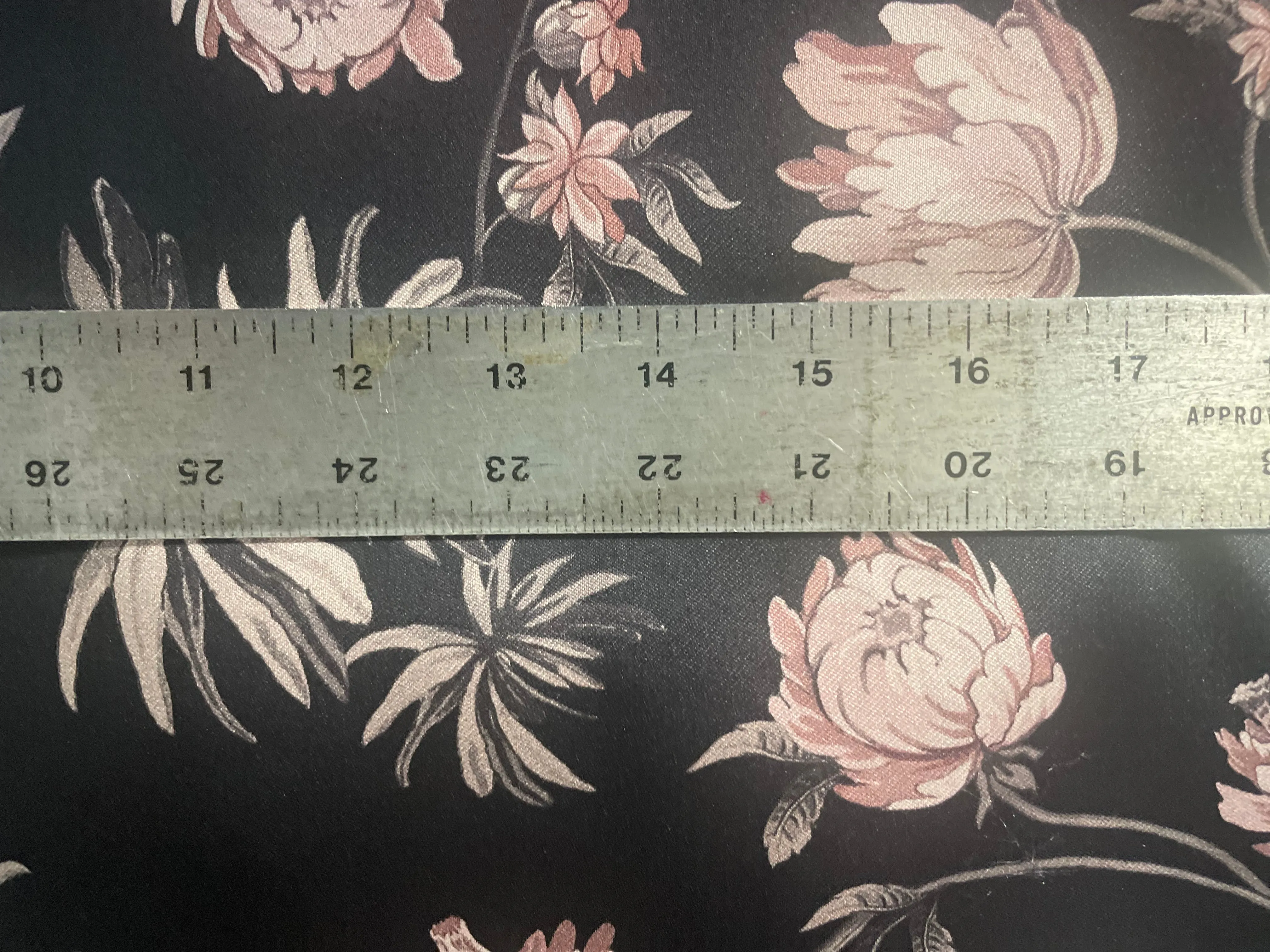 Printed Wide Italian Silk Mikado - Black & Mauve