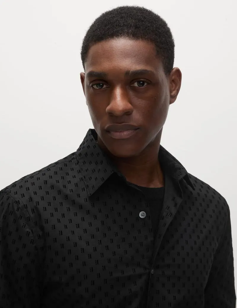 Pure Cotton Flock Textured Shirt
