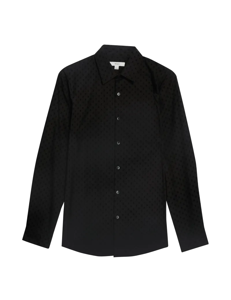 Pure Cotton Flock Textured Shirt