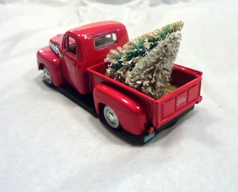 Red Farmhouse Truck, Diecast truck decor, Christmas Truck decorations, Metal truck, red truck decor