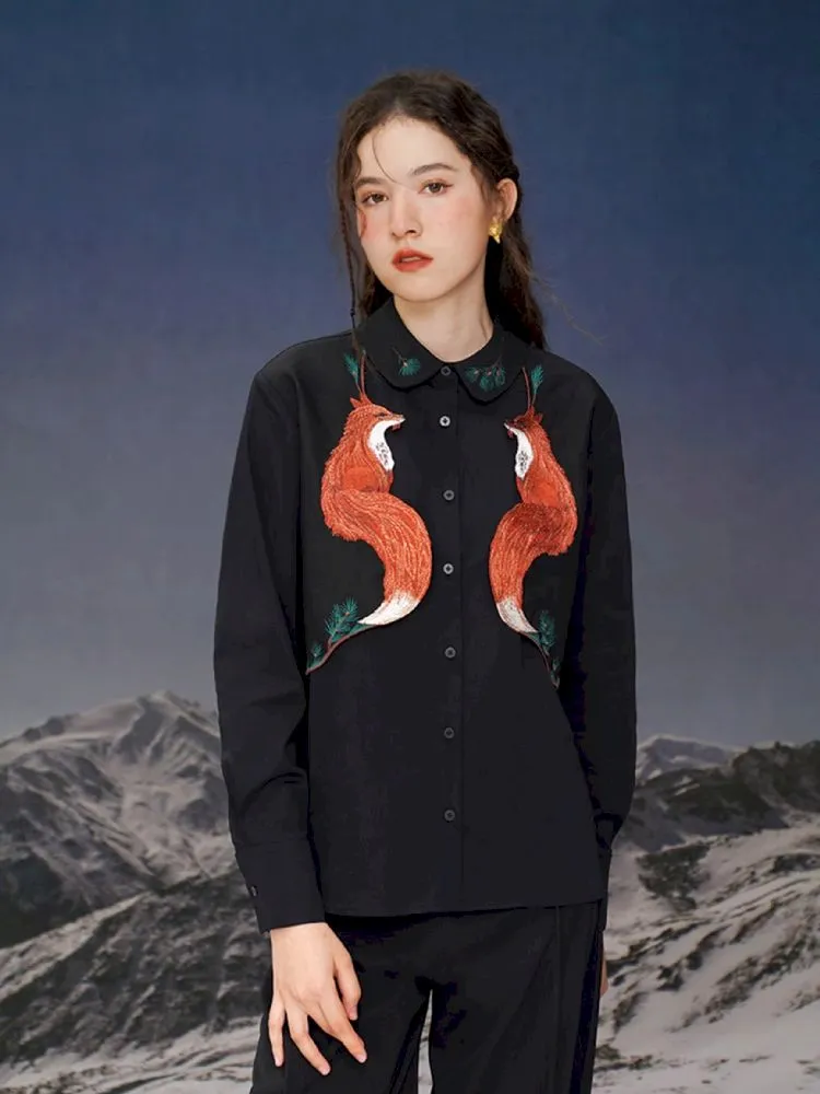 Red Fox embroidered shirt【s0000005387】