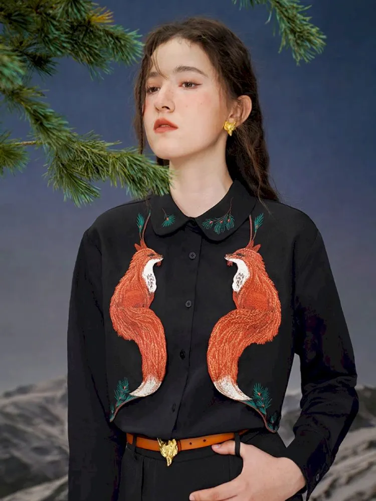 Red Fox embroidered shirt【s0000005387】