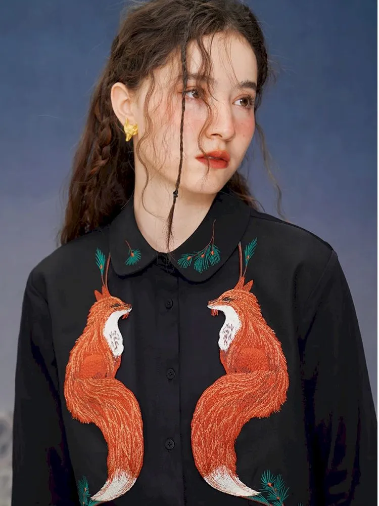 Red Fox embroidered shirt【s0000005387】