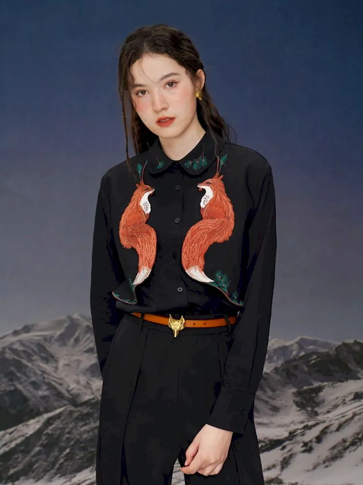 Red Fox embroidered shirt【s0000005387】