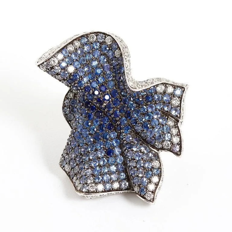 Salavetti Sapphire Diamond Gathered Ribbon Cocktail Ring