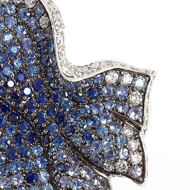 Salavetti Sapphire Diamond Gathered Ribbon Cocktail Ring