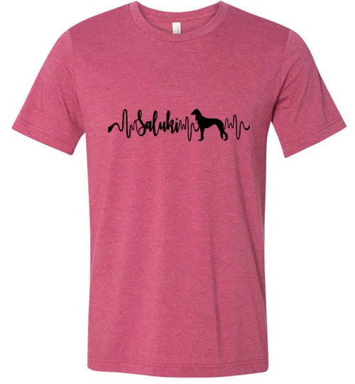 Saluki Heartbeat Unisex Short Sleeve Shirt Black