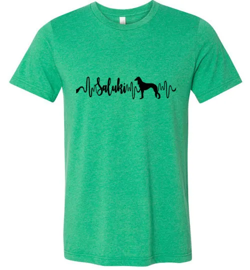 Saluki Heartbeat Unisex Short Sleeve Shirt Black