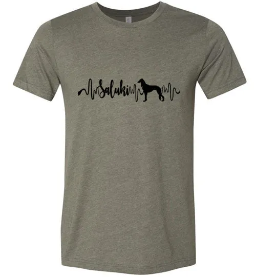 Saluki Heartbeat Unisex Short Sleeve Shirt Black