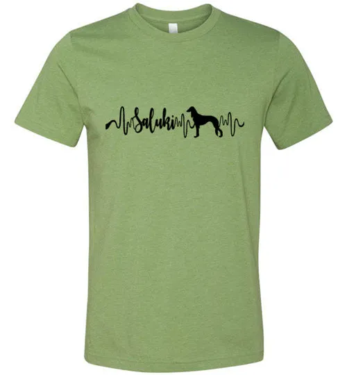 Saluki Heartbeat Unisex Short Sleeve Shirt Black