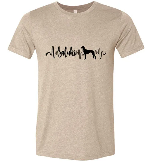 Saluki Heartbeat Unisex Short Sleeve Shirt Black