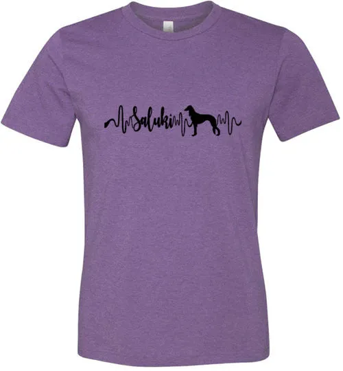 Saluki Heartbeat Unisex Short Sleeve Shirt Black