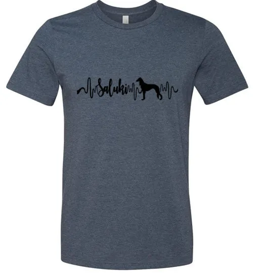 Saluki Heartbeat Unisex Short Sleeve Shirt Black