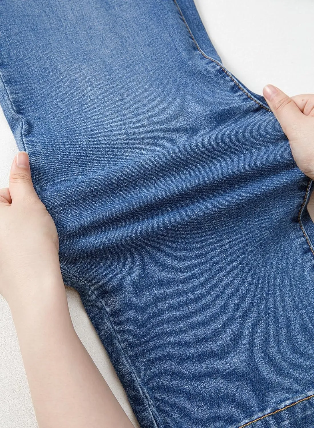 Sidefeel Women's High Waisted Straight Leg Jeans Stretchy Tummy Control Wide Leg Denim Pants with Pockets