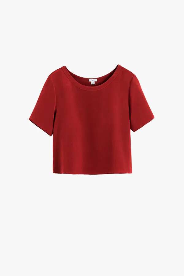 Silk Cropped Crewneck Tee