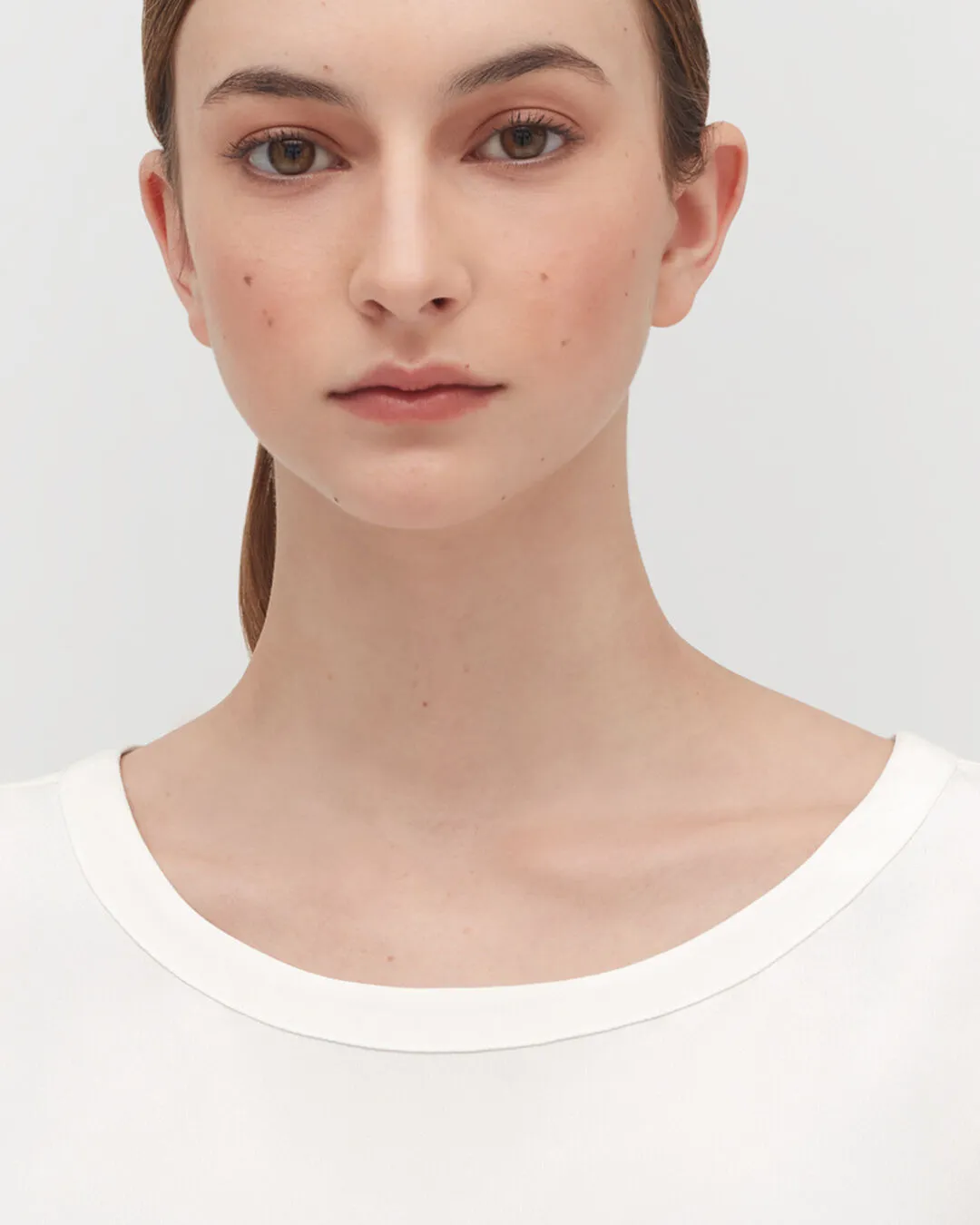 Silk Cropped Crewneck Tee