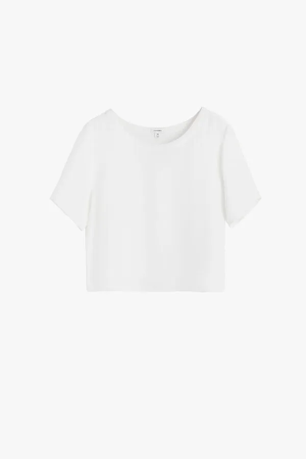 Silk Cropped Crewneck Tee