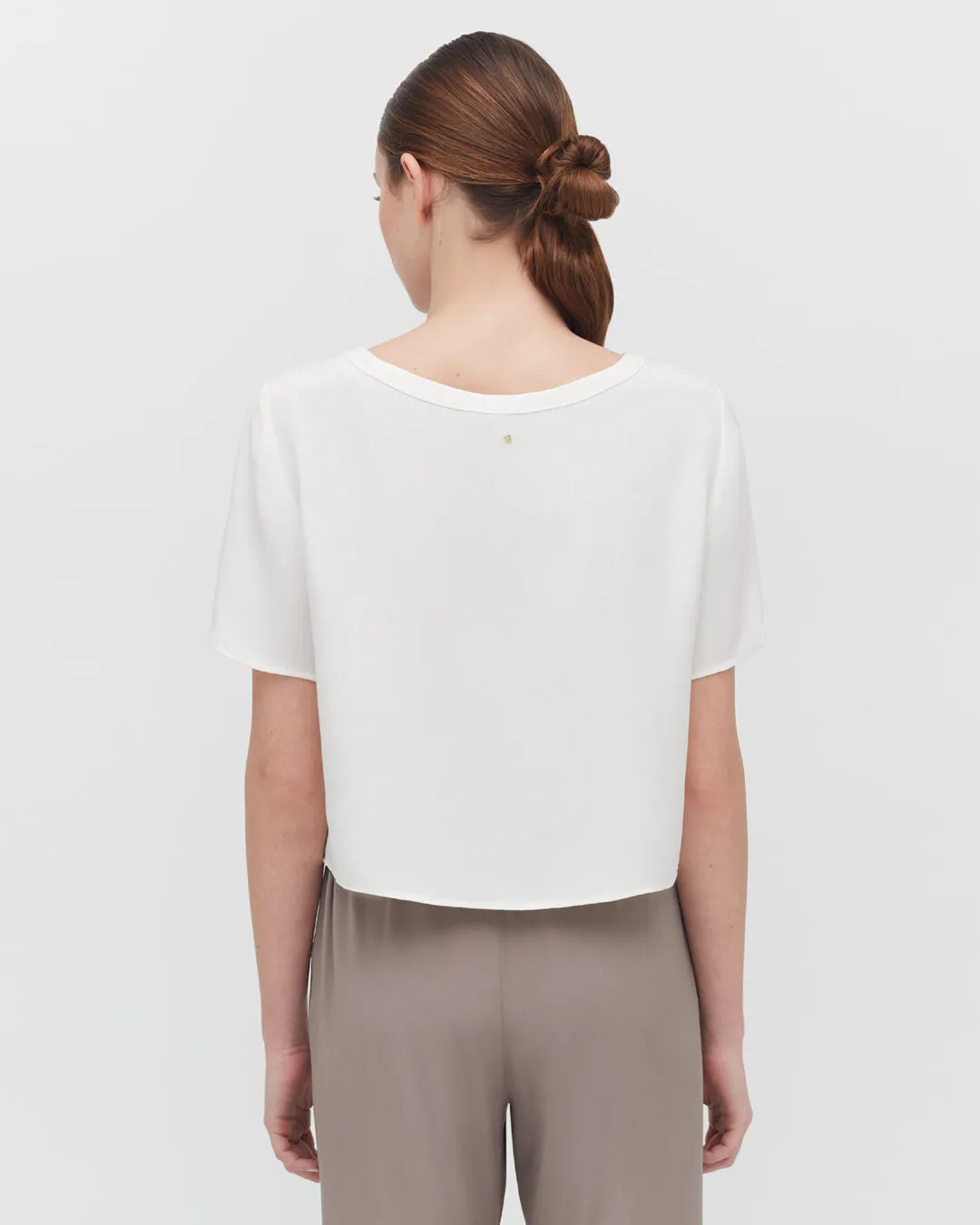 Silk Cropped Crewneck Tee
