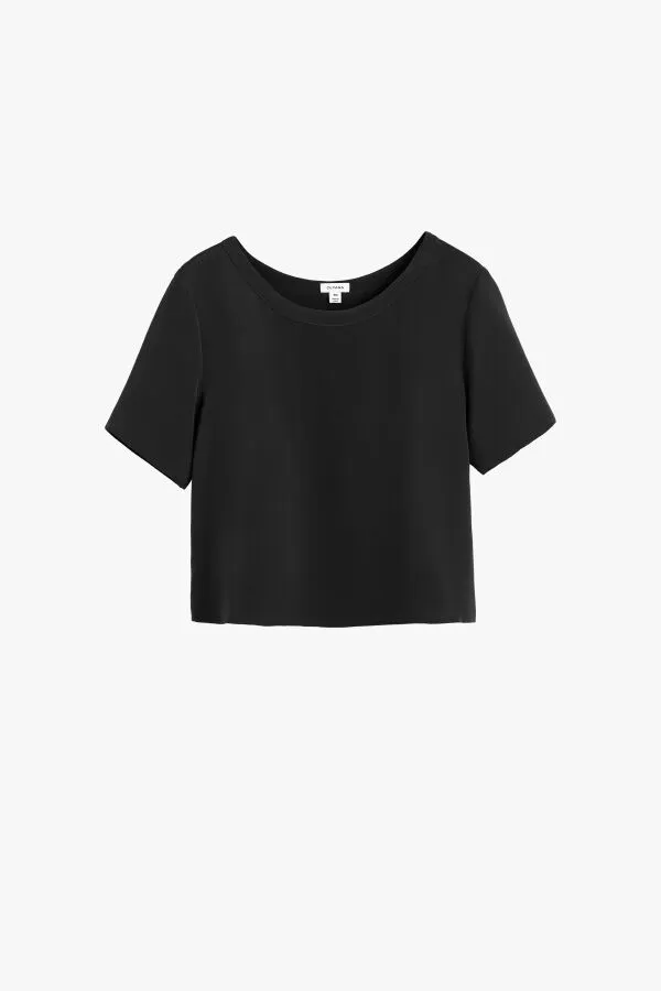 Silk Cropped Crewneck Tee