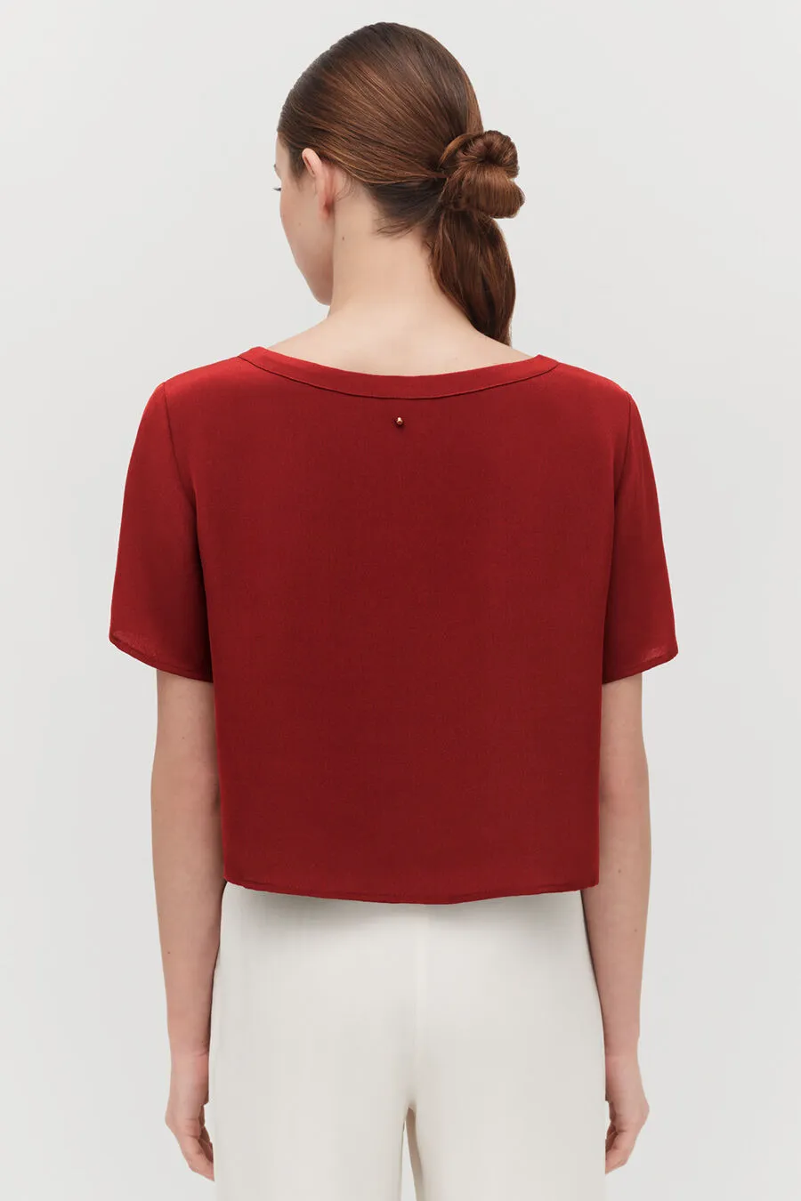 Silk Cropped Crewneck Tee