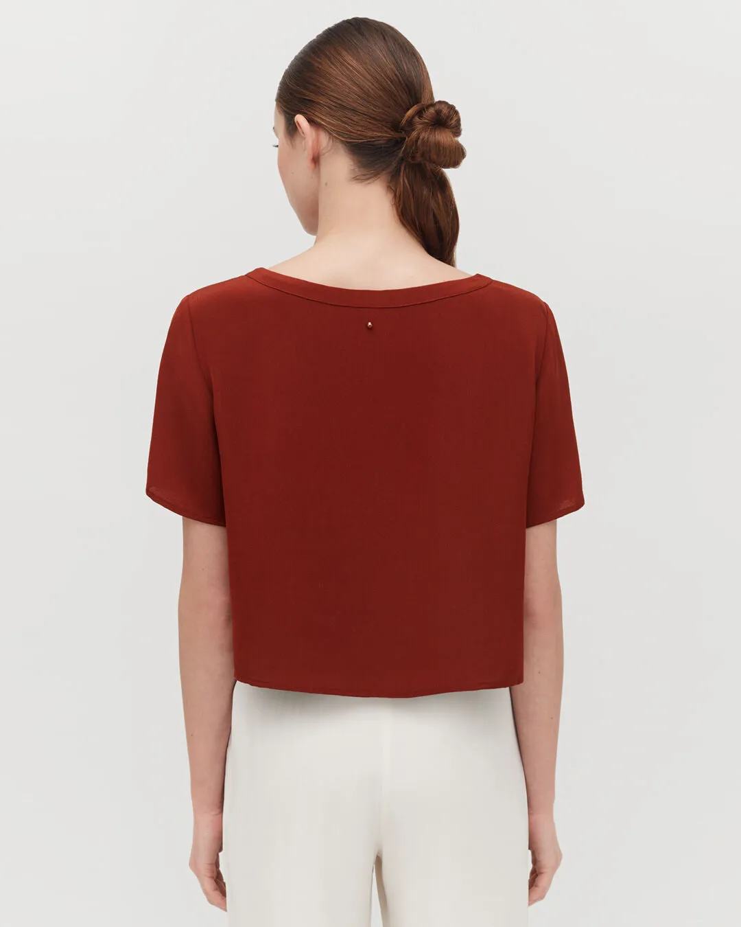 Silk Cropped Crewneck Tee