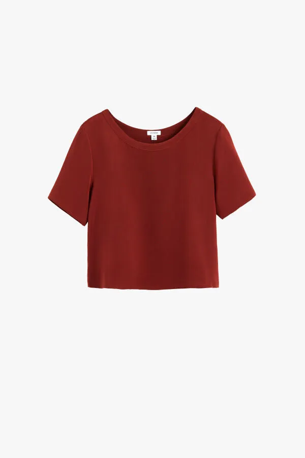 Silk Cropped Crewneck Tee