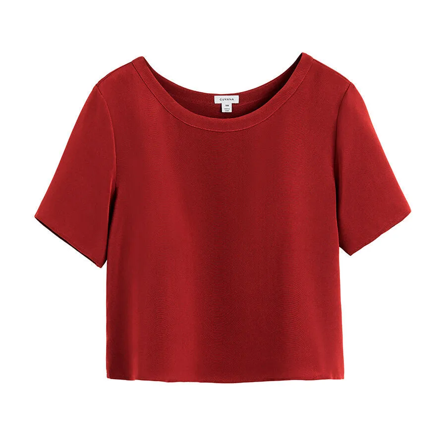 Silk Cropped Crewneck Tee