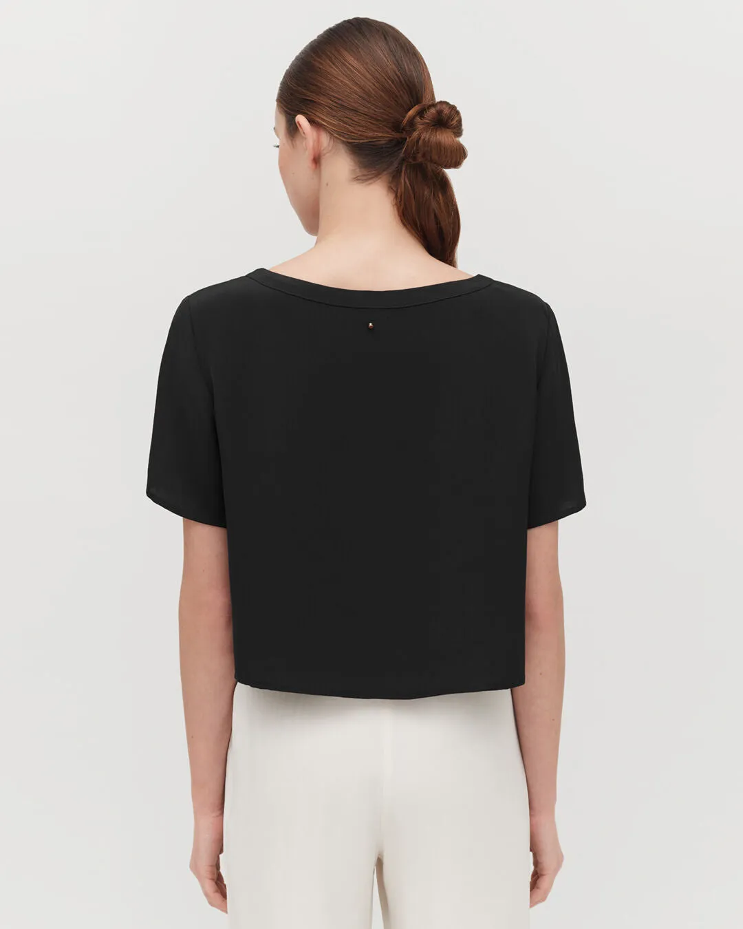 Silk Cropped Crewneck Tee