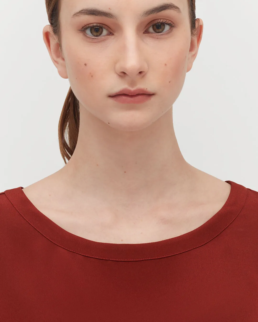 Silk Cropped Crewneck Tee