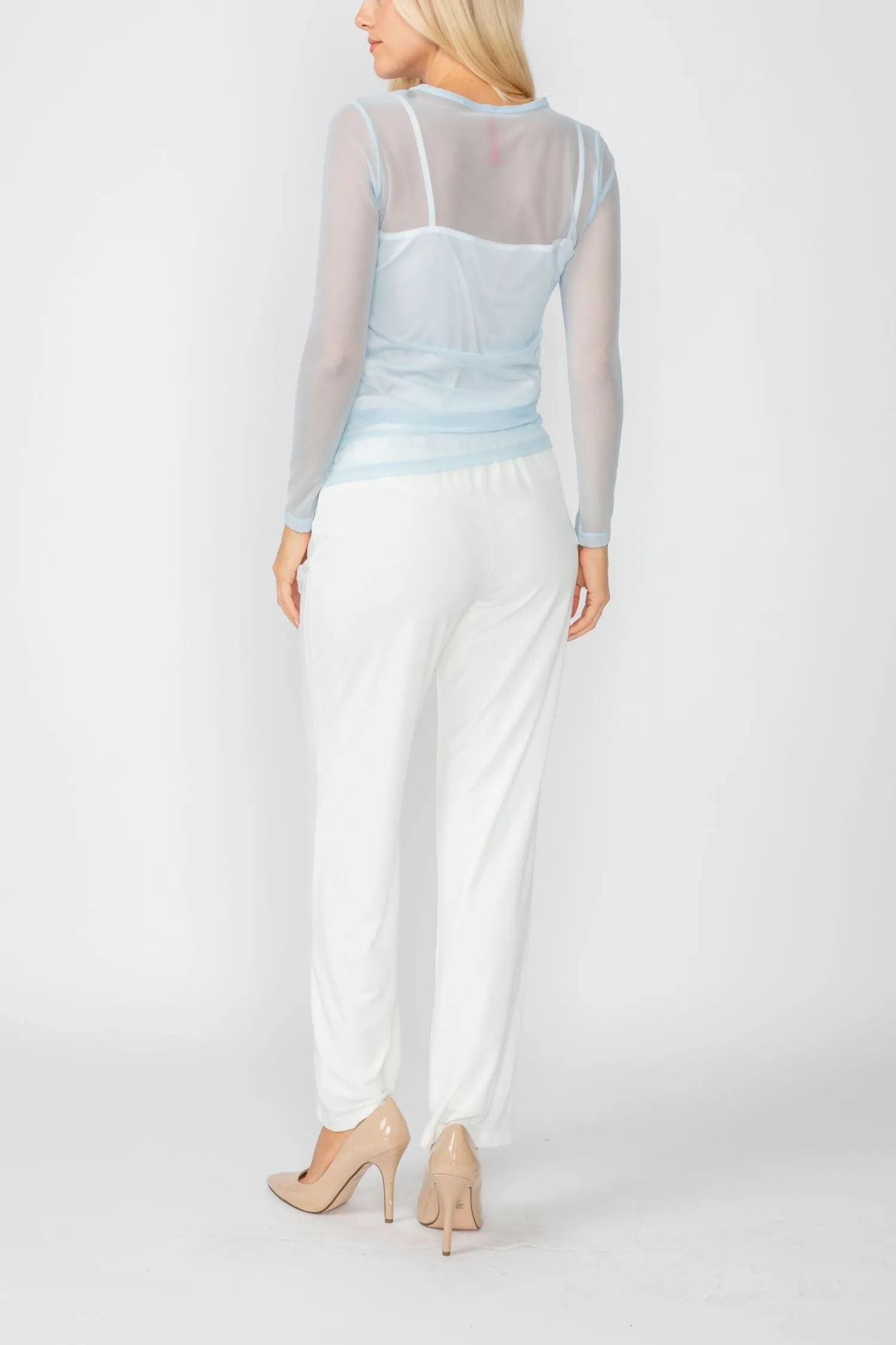 Sky Basic Mesh Long Sleeve Top