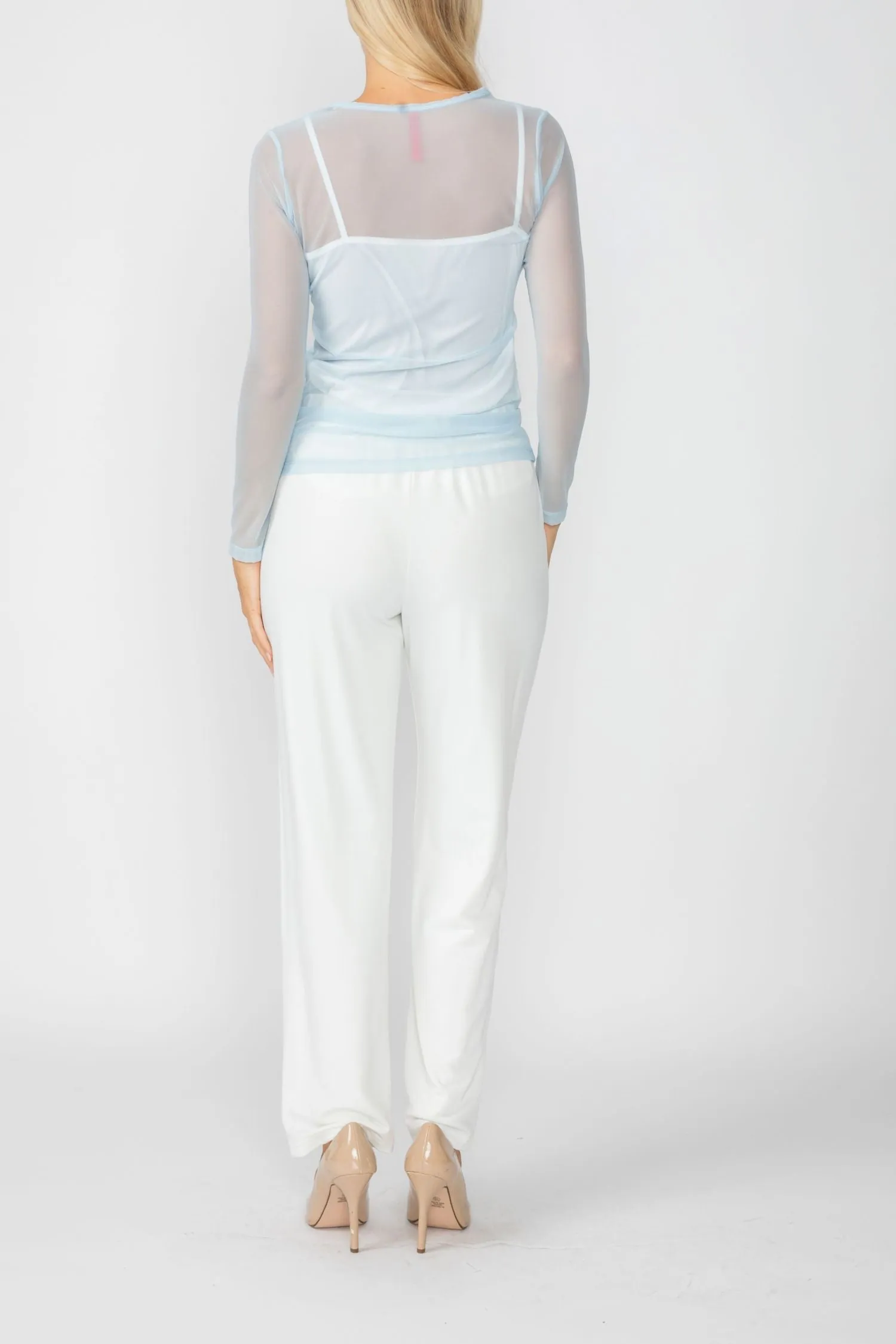 Sky Basic Mesh Long Sleeve Top