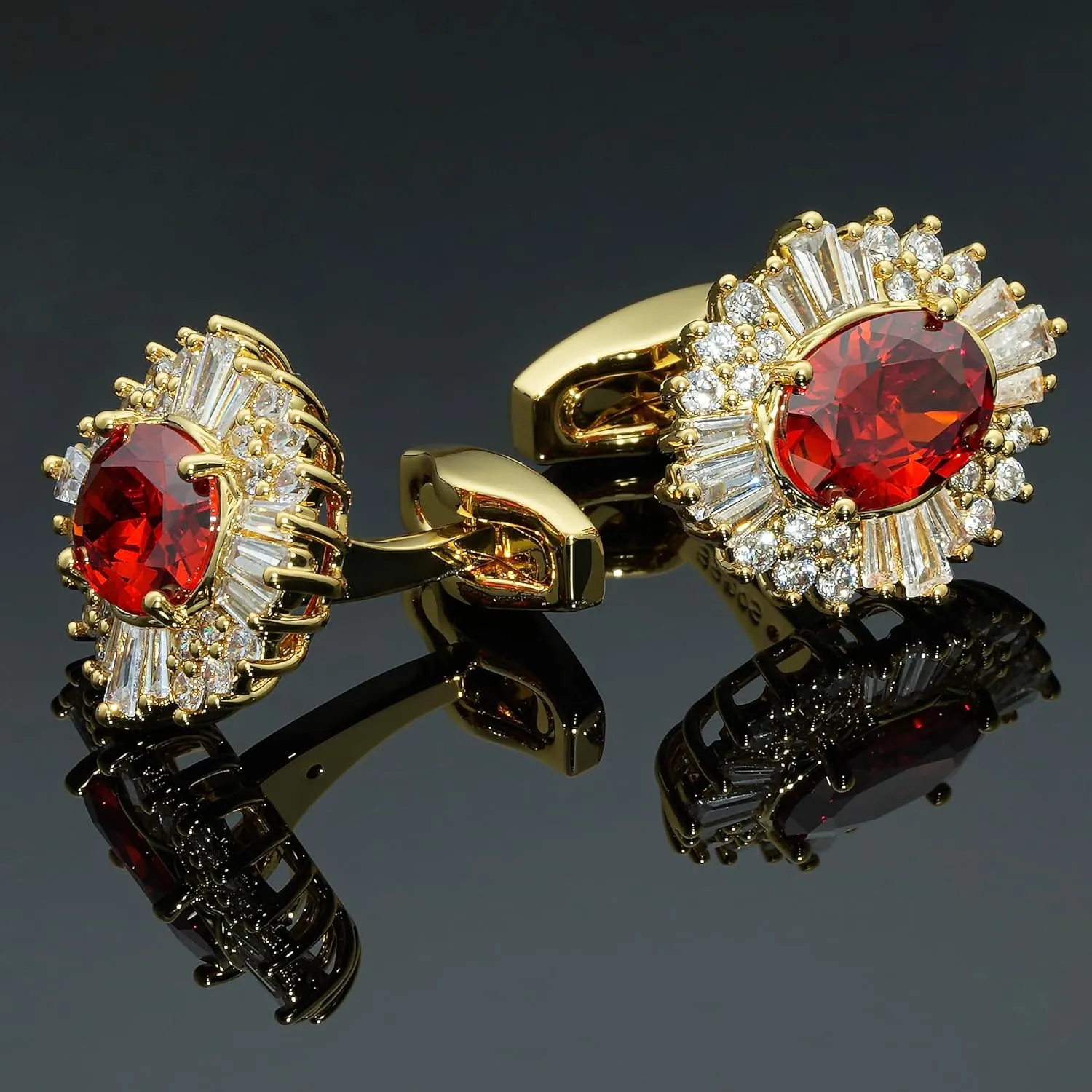 Sogee Crystal Cufflinks for Men Real Gold Plated CZ Mens Cuff Links for Wedding Party Unique Gift